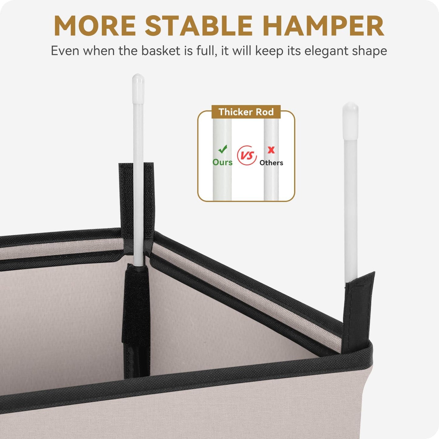 SOLEDI Slim Laundry Hamper with Lid, Narrow Laundry Basket with Removable Bags, Dirty Clothes Hamper with handle, Small Hamper perfect for Laundry room, Bathroom, Bedroom, Small spaces.Light taupe