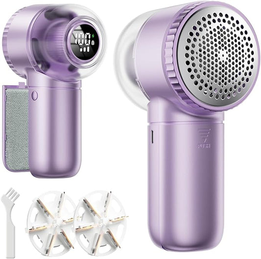 Fabric Shaver with Lint Brush, Large Lint Shaver with Digital Display, 3-Speeds Lint Remover with 6-Leaf Blades, Electric Sweater Shaver to Remove Pilling for Clothes, Furniture