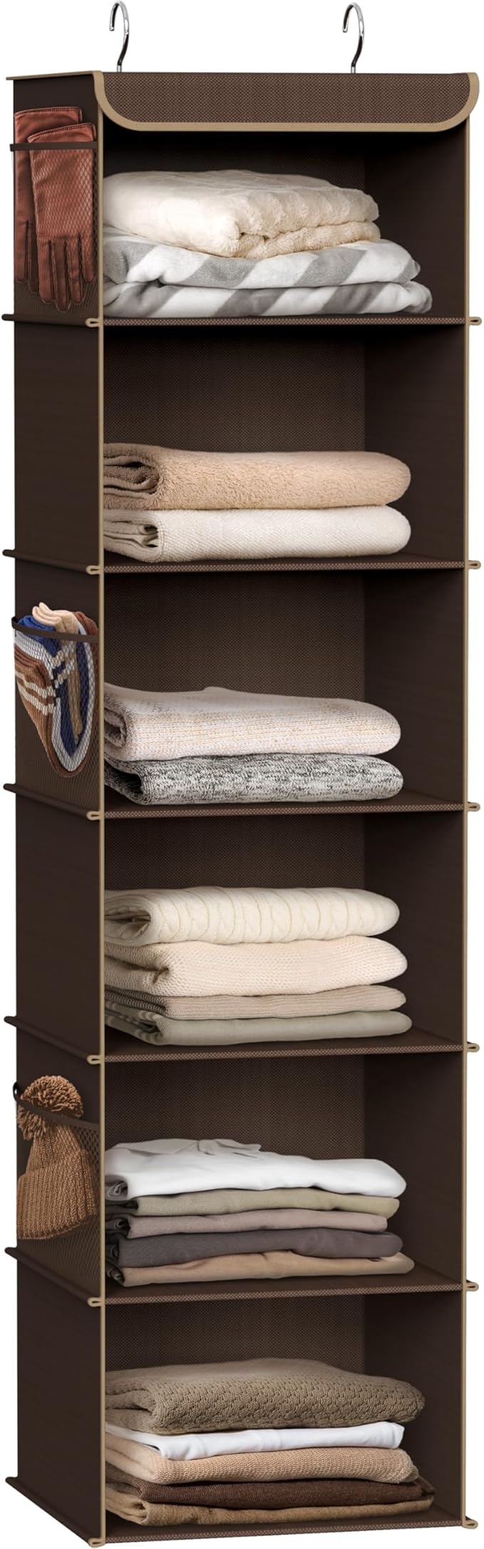 Simple Houseware 6 Shelf Hanging Closet Organizer, Brown