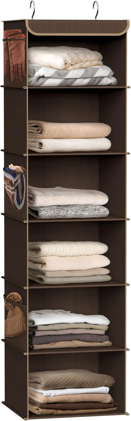 Simple Houseware 6 Shelf Hanging Closet Organizer, Brown