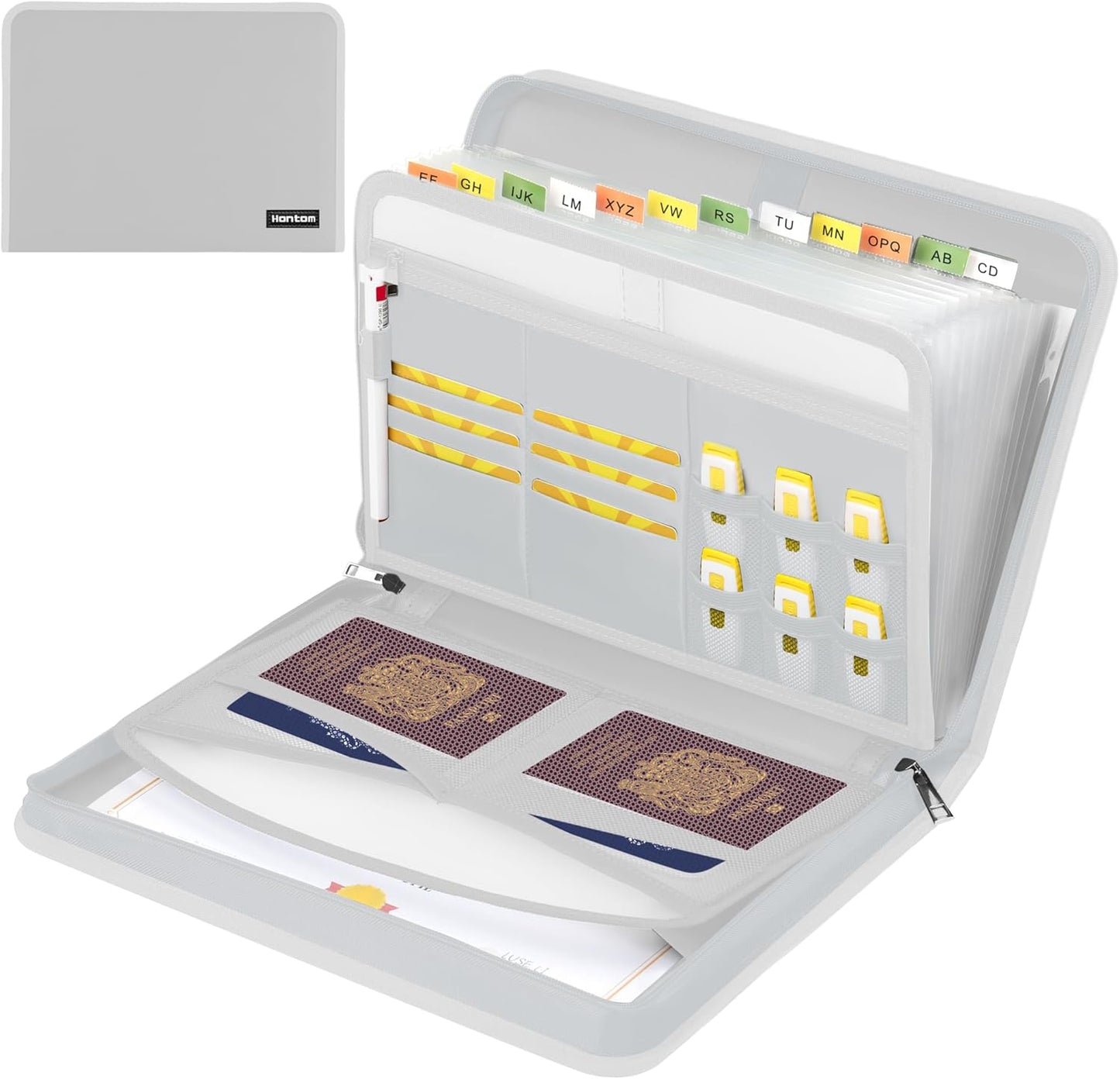 Accordion File Organizer,13 Pockets Fireproof Expanding File Folder with Multi Pockets,Portable Business Fire Safe Storage Document Organizer Folder with Zipper for Documents and File,Silver