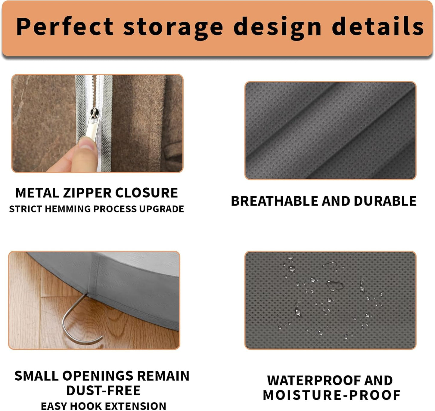 3 Pcs Garment Bags, 40" & 50" PEVA Moth-Proof Breathable Dust Cover, Hanging Clothes Covers with Bedroom, Suits, Padded Clothes, Shirts Prevent Dust