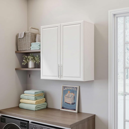 Laundry Room Wall Cabinet with Adjustable Shelf,Wall Mounted Kitchen Cabinets with Two Shaker Doors,Upper Storage for Laundry Room, Bathroom, Kitchen 30”W X 12" D X32 H