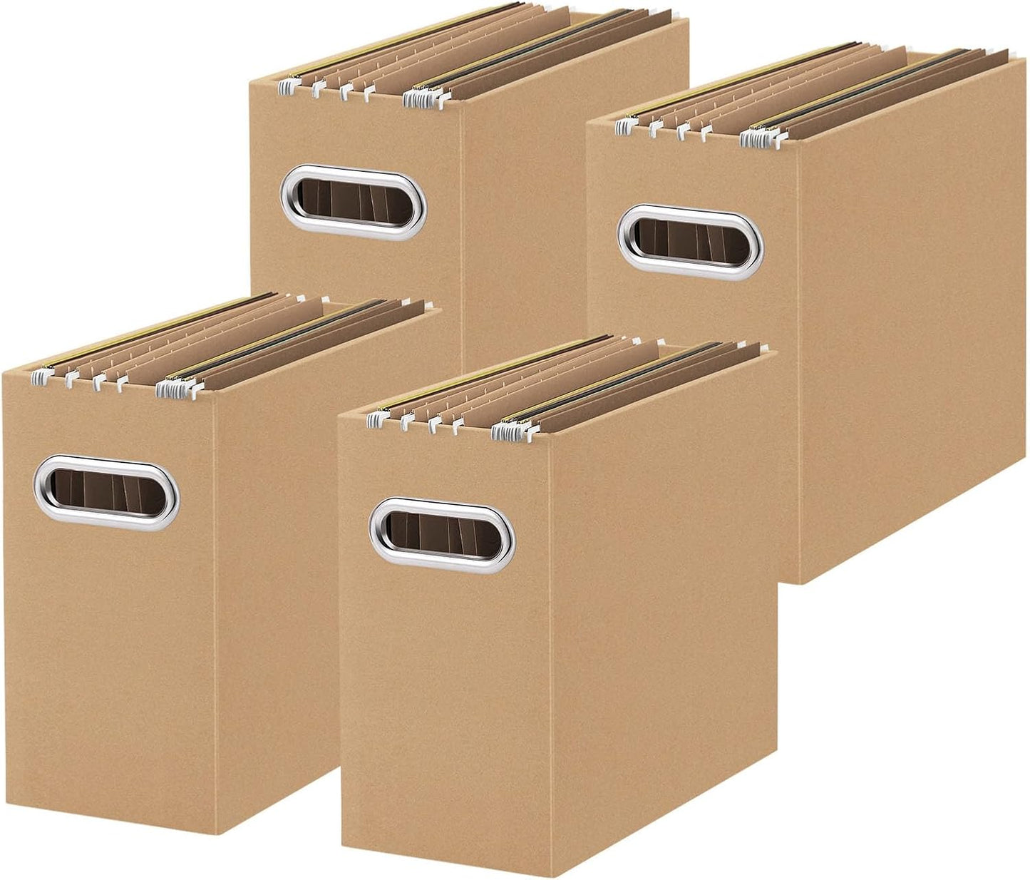Oterri Cardboard File Organizer Box for Hanging File Folders Letter Size,File Box for Computer Desk,File Cabinet,Working Home,Office,Classroom (Brown, Letter Size - 4 Packs)
