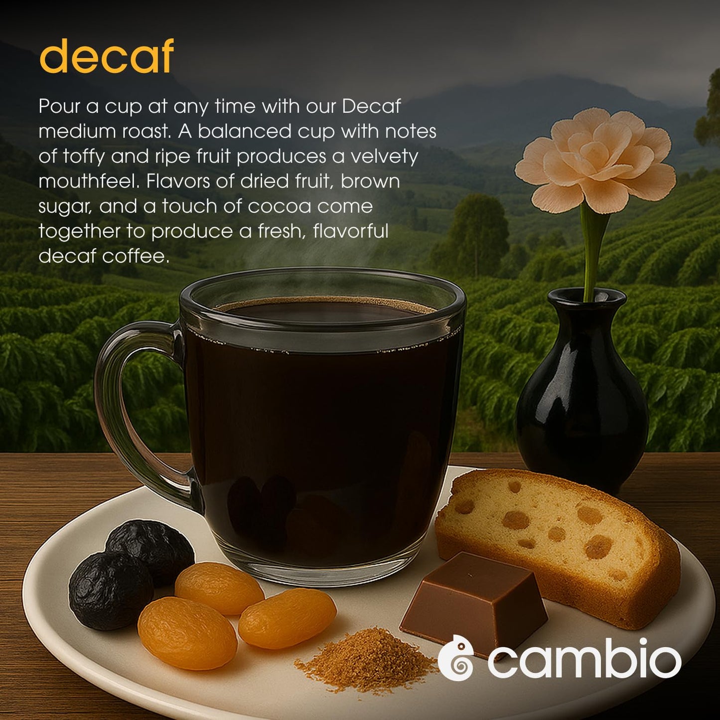 Cambio Roasters Organic Decaf Coffee Keurig KCups, Lower Acid Decaf Coffee K Cups for Any Time of Day, The Only Aluminum Medium Roast Pods Compatible with Keurig, Organic Coffee K Cups, 10 count