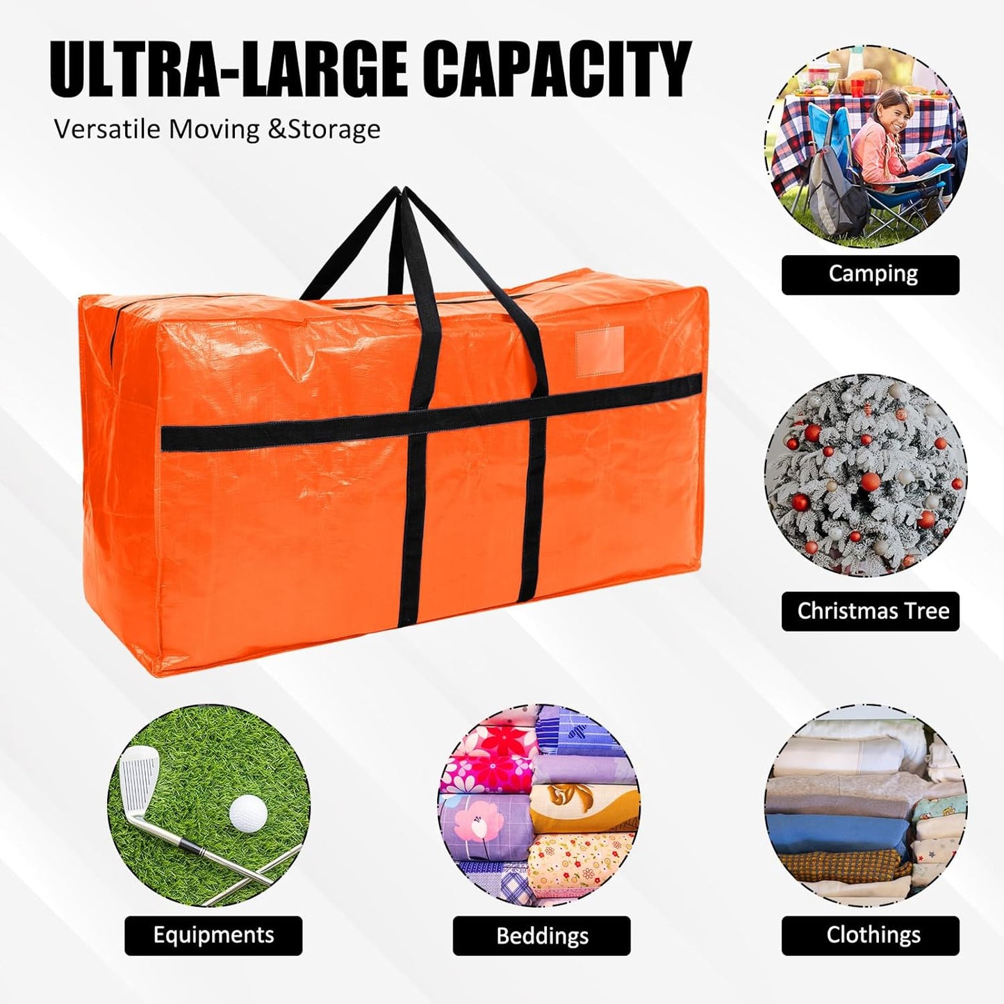 4 Pcs 66 Gallon Large Moving Bags with Zipper and Handles Foldable Storage Duffle Bags Heavy Duty Extra Large Totes for College Dorm Travel Clothes Blankets Bedding (4 Colors)