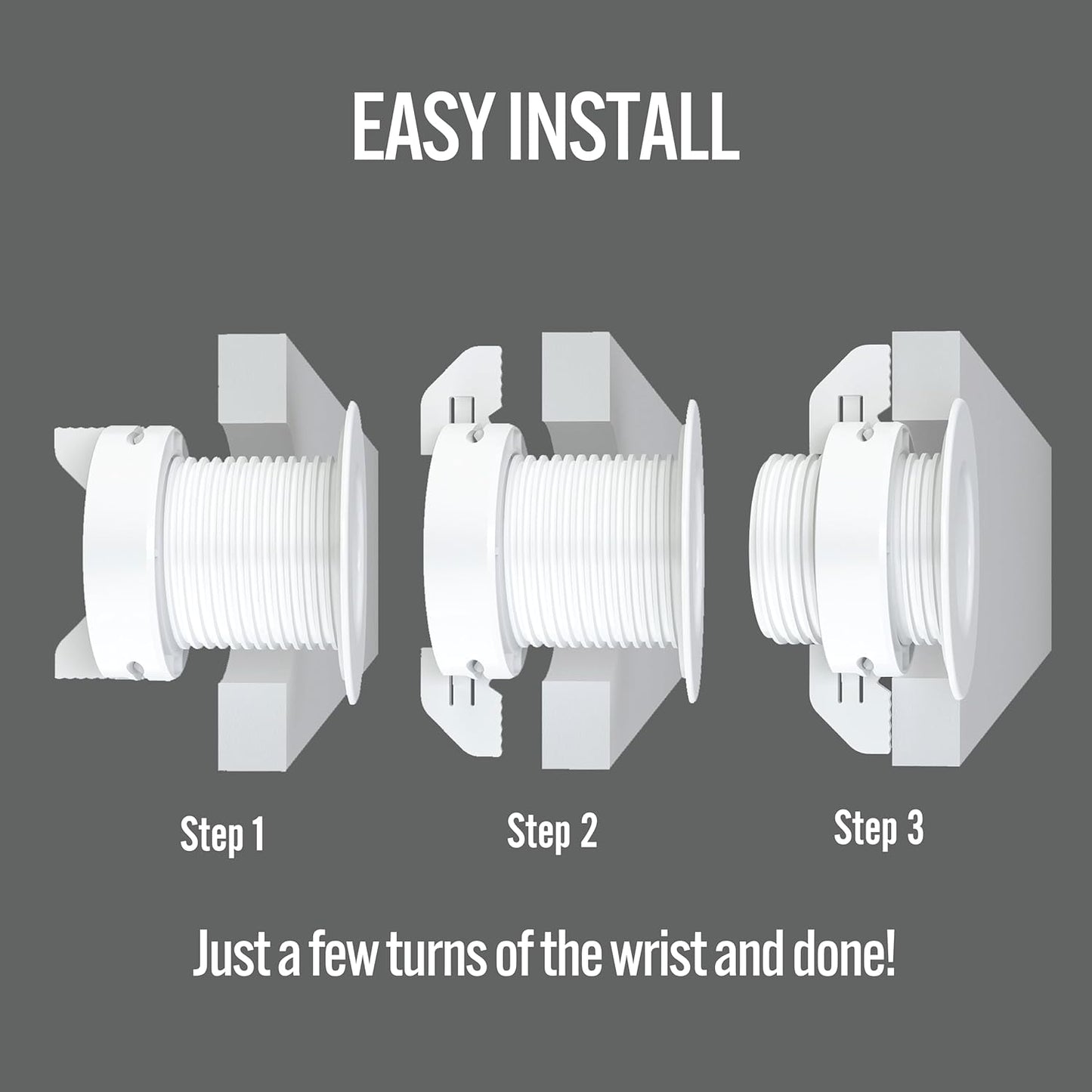 2PK White Patented: Only Cable, Wire, Cord Management Tool-Free Self-Securing/Locking Grommet and with Cap Slider, for Walls, Ceilings, Desks - Used for All Surfaces 3/8" to 1" Thick. Made in USA