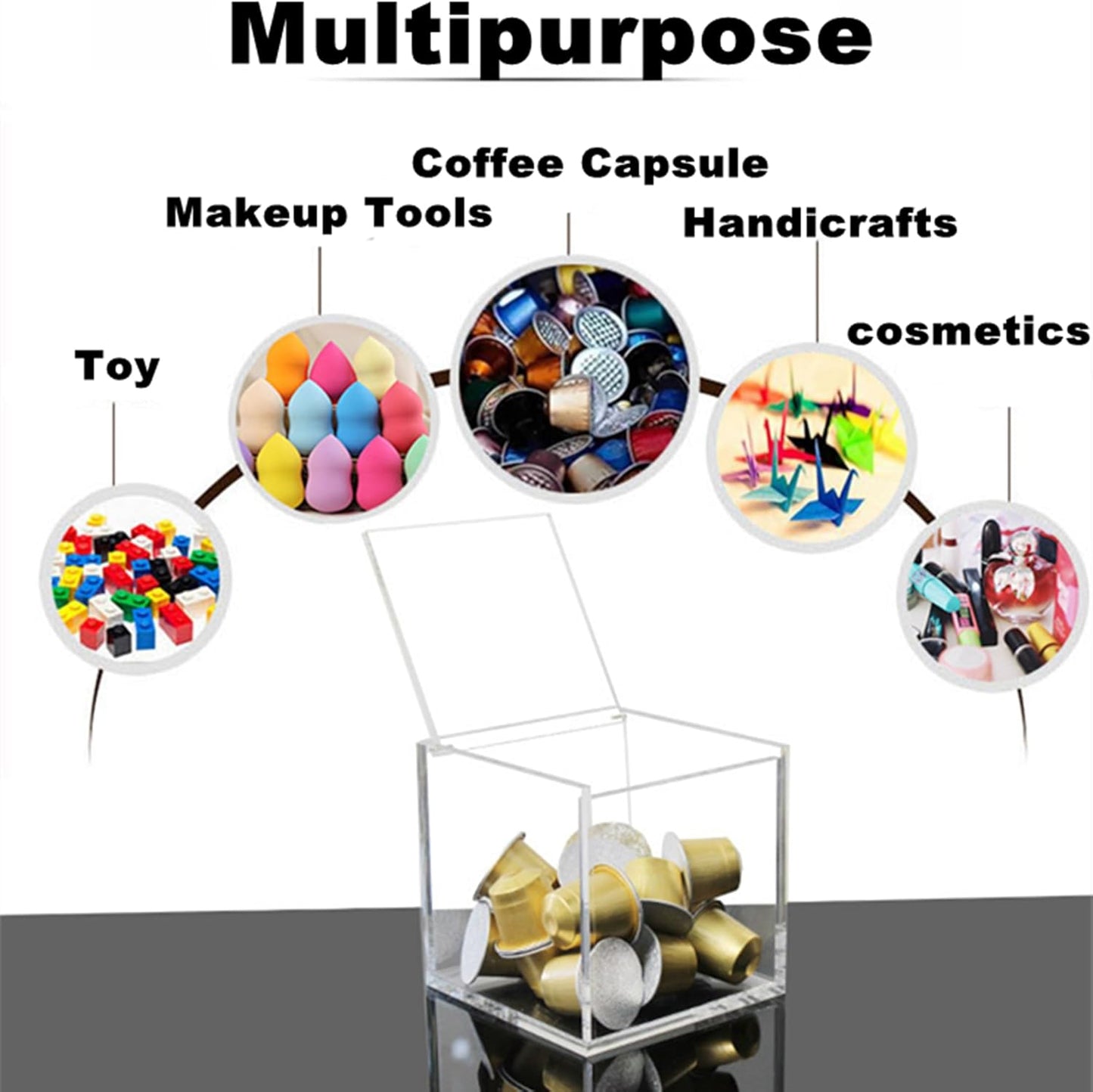 KissYou Acrylic Boxes with Hinged Lid Small Lucite Boxes Clear Display Box for Gifts Treats Candies & Accessories, Plastic Storage Boxes