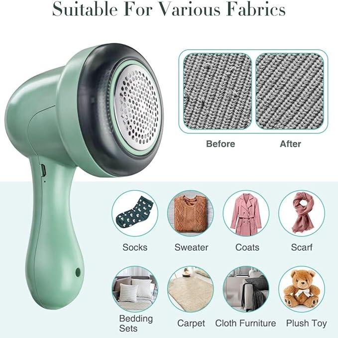 Fabric Shaver, Lint Remover for Clothes, Electric Lint Remover with 3 Replaceable Blades, Removes Fabric Pills, Rechargeable Sweater Defuzzer Pill Remover, Depiller Effectively Remove Pills, Lint