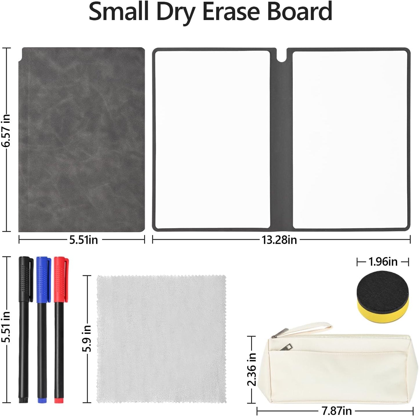 Portable Dry Erase Board,Portable White Board,Small Dry Erase Board,Foldable,Erasable,Repeatable,9.5 * 6.6 inches,for Office,Home,School,Study,Meeting(Black)