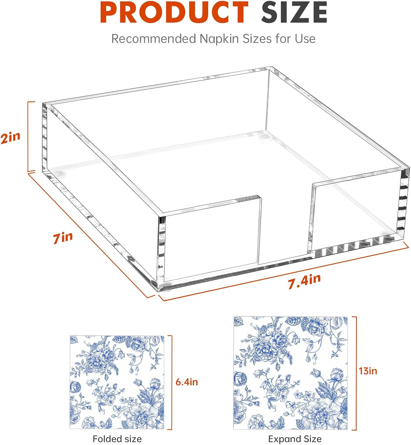 Acrylic Napkin Holder for Table, Clear Plastic Flat Napkin Holder, Modern Square Paper Napkin Holders for Kitchen, Dinner Table Guest Napkins Holder for Home, Hotel, Restaurant, Bar