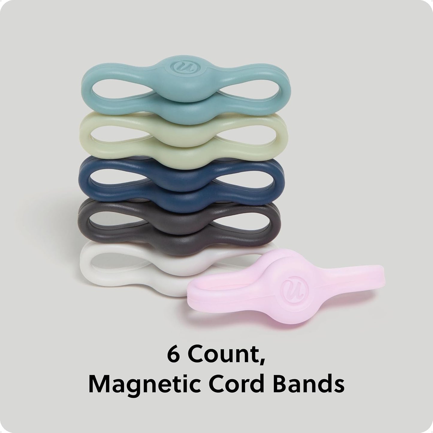 U Brands Magnetic Silicone Cord Organizer Cable Clips, Set of 6 Cable Ties, Cable Management, Office Desk Accessories, Office Supplies, Assorted Colors