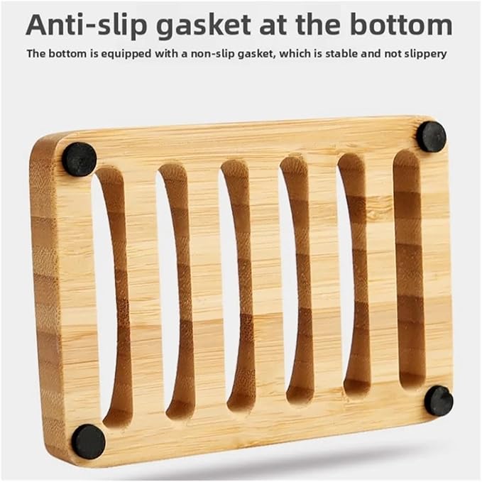 Bamboo Soap Dish, Wood Bar Soap Holder For Shower, Trays Self Draining