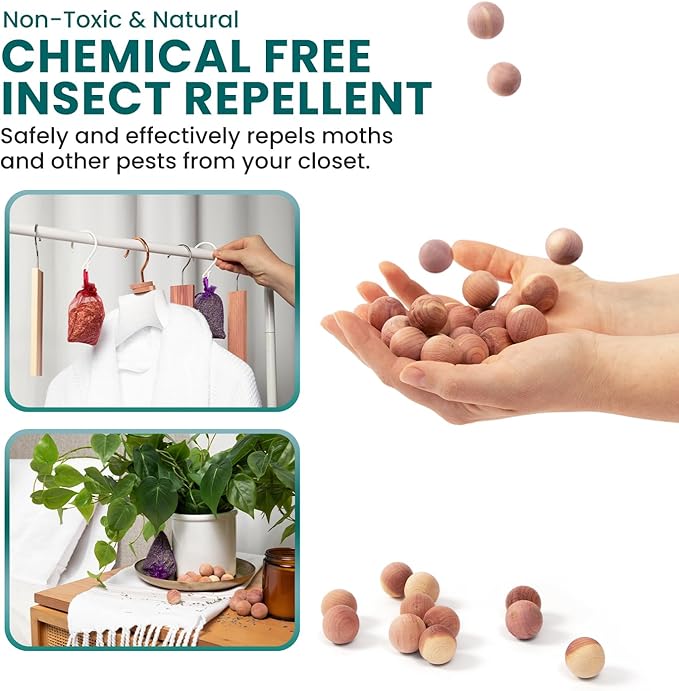 60 Variety Pack - Cedar for Closets - Moth Balls Alternative for Clothes Storage - Fabric Protection Hang-Ups - Natural Hanger Rings - Freshner for Clothes Storage