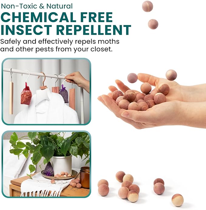 120 Variety Pack - Lavender and Cedar for Closets - Moth Balls Alternative for Clothes Storage - Closet Protection Scent Bags - Natural Freshner Hanger Rings - Scented Air Freshener for Closets