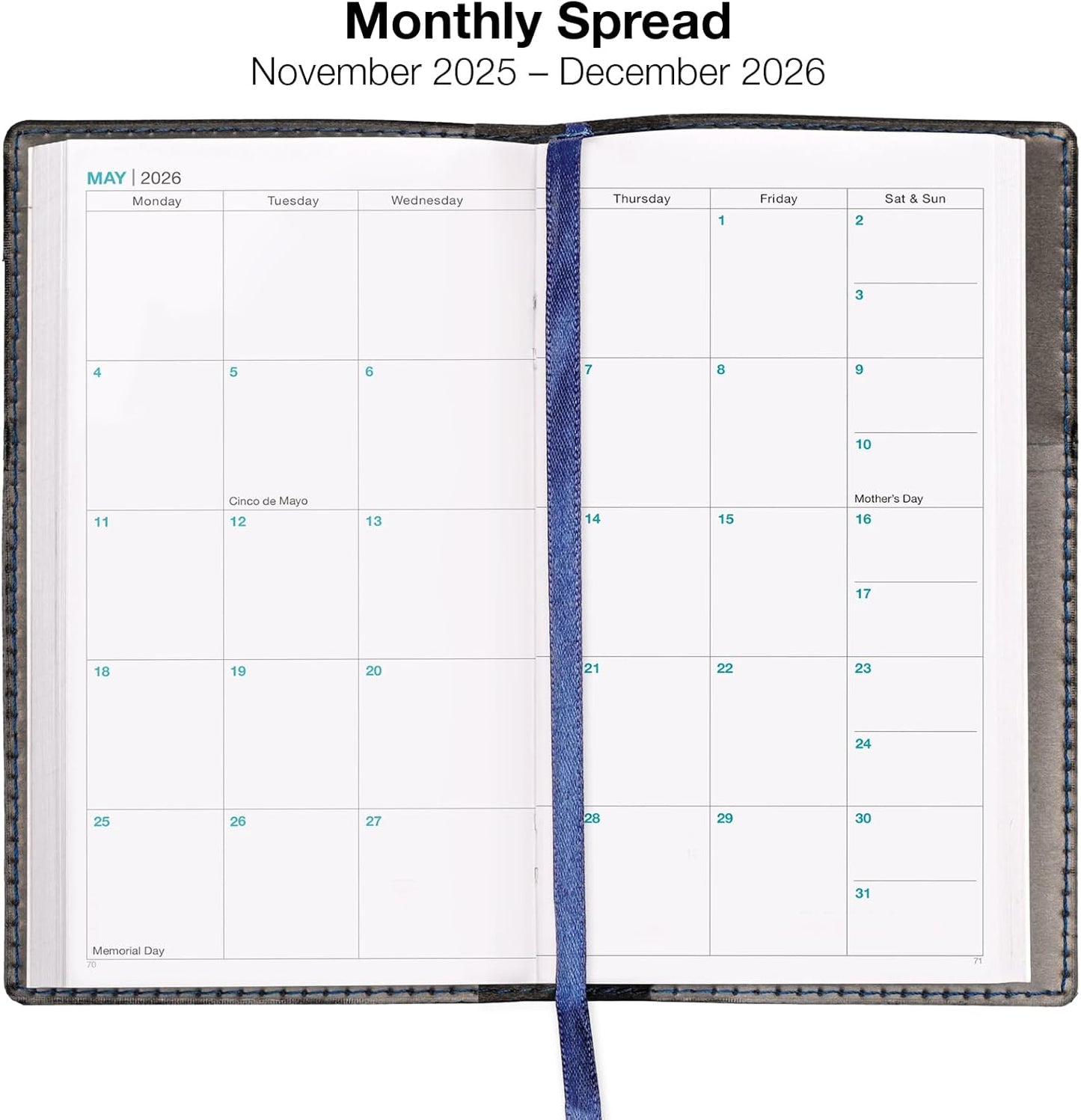 2026 Pocket Planner/Pocket Calendar and Pen, 3.5"x6": Includes 14 Months (November 2025 - December 2026) / 2026 Weekly Planner/Weekly Agenda/Monthly Calendar Organizer (Navy/Black)