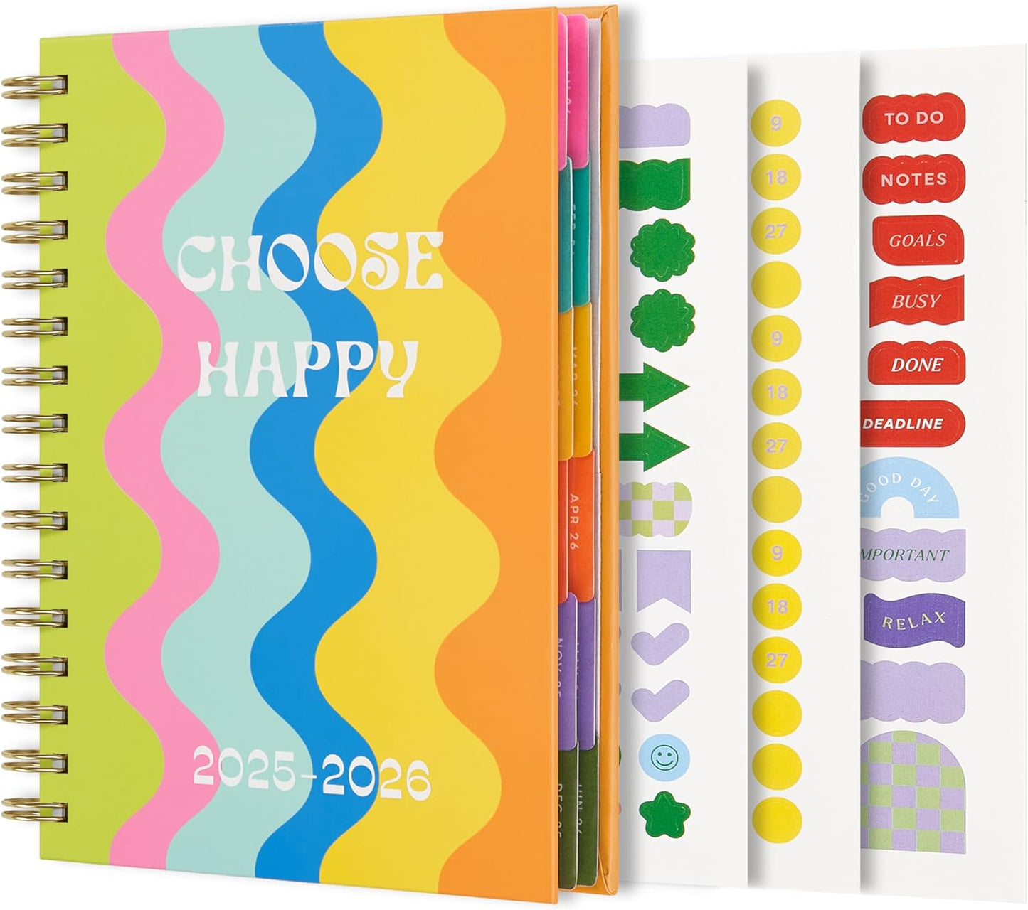 And Per Se Student Planner 2025-2026, Academic Planner July 2025 - June 2026, 8.5" × 6.2", Weekly & Monthly Lesson Plan for Students with Colorful Tabs & Stickers (Joyful Wave)