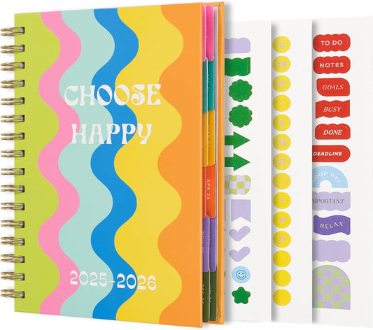 And Per Se Student Planner 2025-2026, Academic Planner July 2025 - June 2026, 8.5" × 6.2", Weekly & Monthly Lesson Plan for Students with Colorful Tabs & Stickers (Joyful Wave)