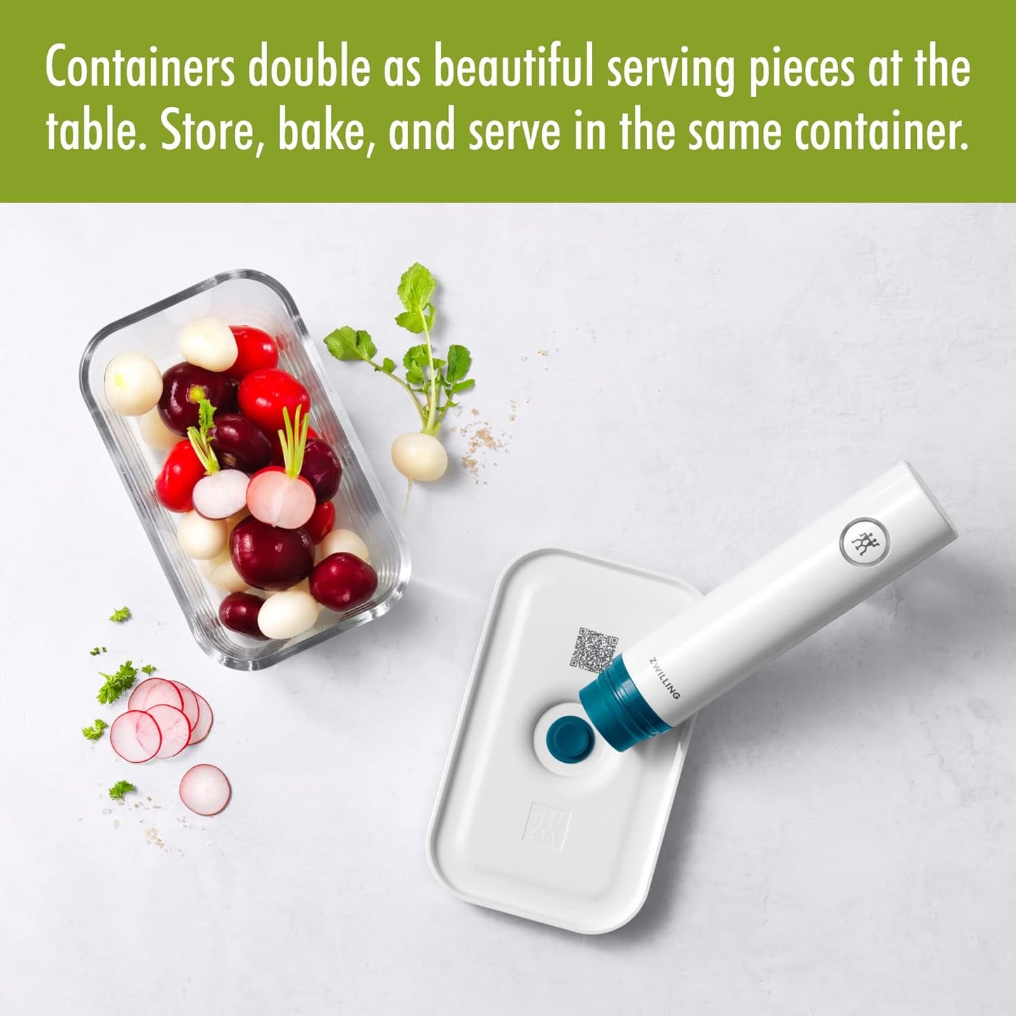 ZWILLING Fresh & Save Airtight Glass Food Storage Containers with Lids, Meal Prep Containers, Medium, La Mer