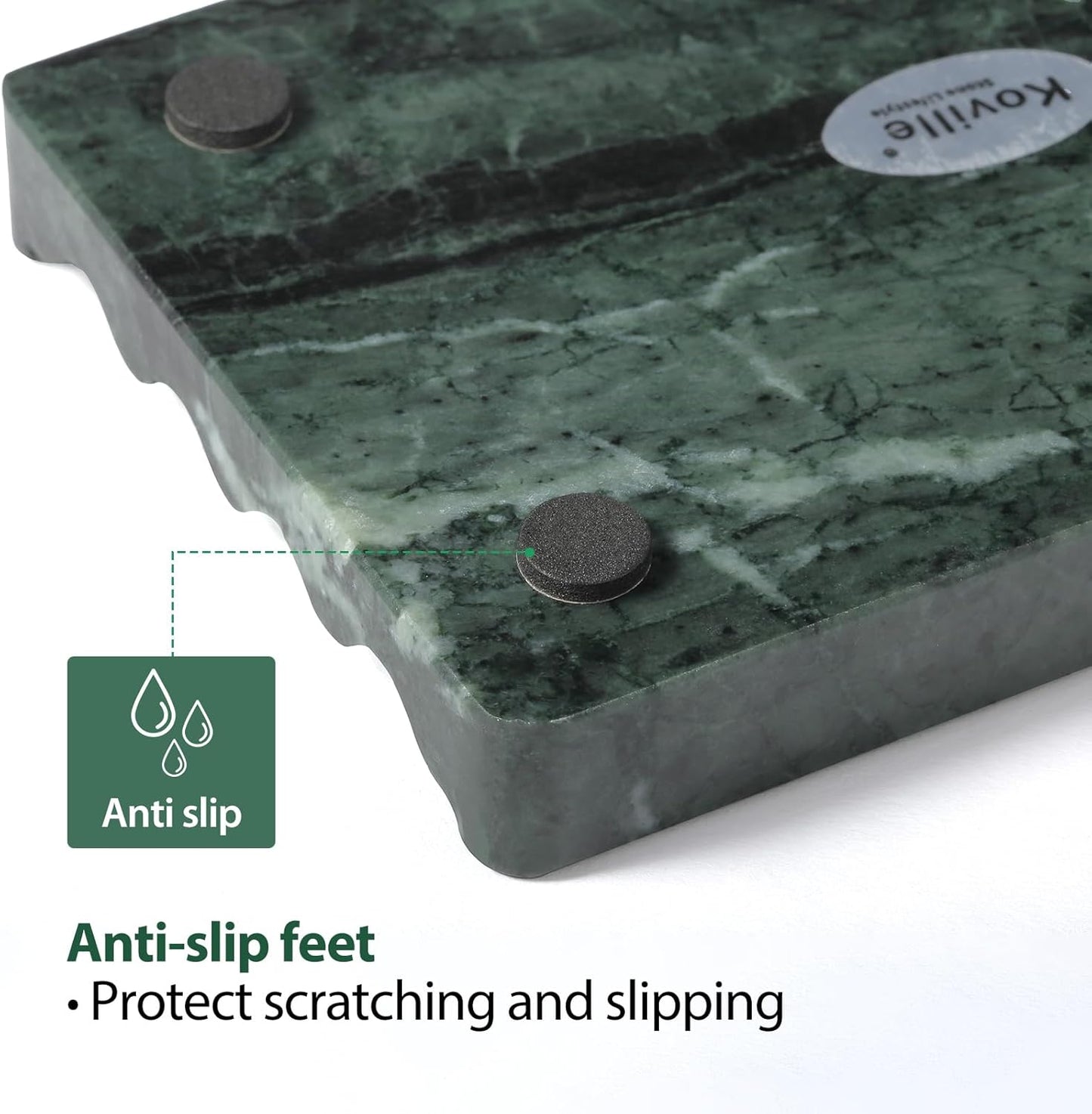 Koville Indian Natural Marble Soap Dish for Shower, Stone Soap Tray for Bathroom, Bar Soap Holder for Sink, Stripe Grooves Saver Sponge Holder Keep Soap Bars Dry Easy Clean (Verde Alpi)