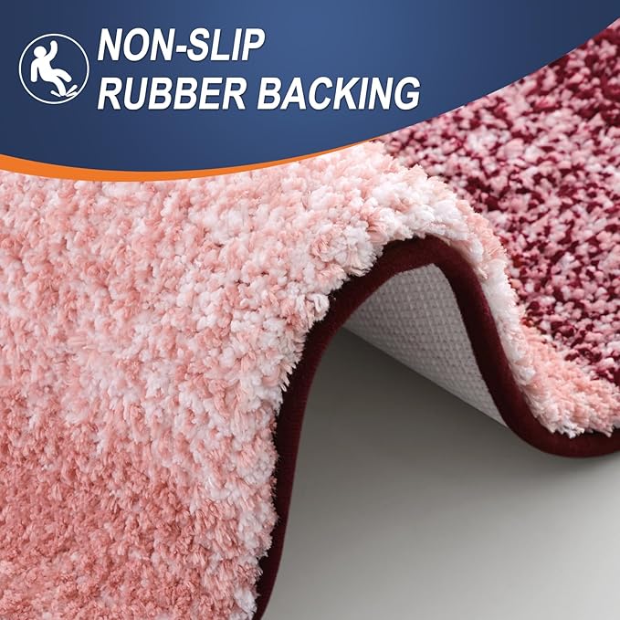 OLANLY Bathroom Runner Rugs 59x24, Extra Soft Absorbent Microfiber Bath Rugs, Rubber Backing, Quick Dry, Machine Washable Bath Mats for Bathroom Floor, Tub and Shower, Home Decor Accessories, Red