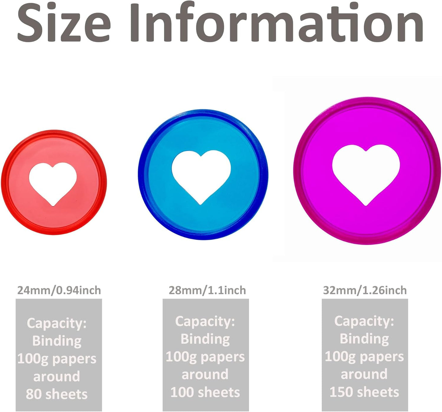 100pcs Planner Expander Discs 0.94Inch Book Binding Disc For Discbound Notebook Accessories Heart Binder Rings(Transparent Mixed,0.94inch/24 mm)