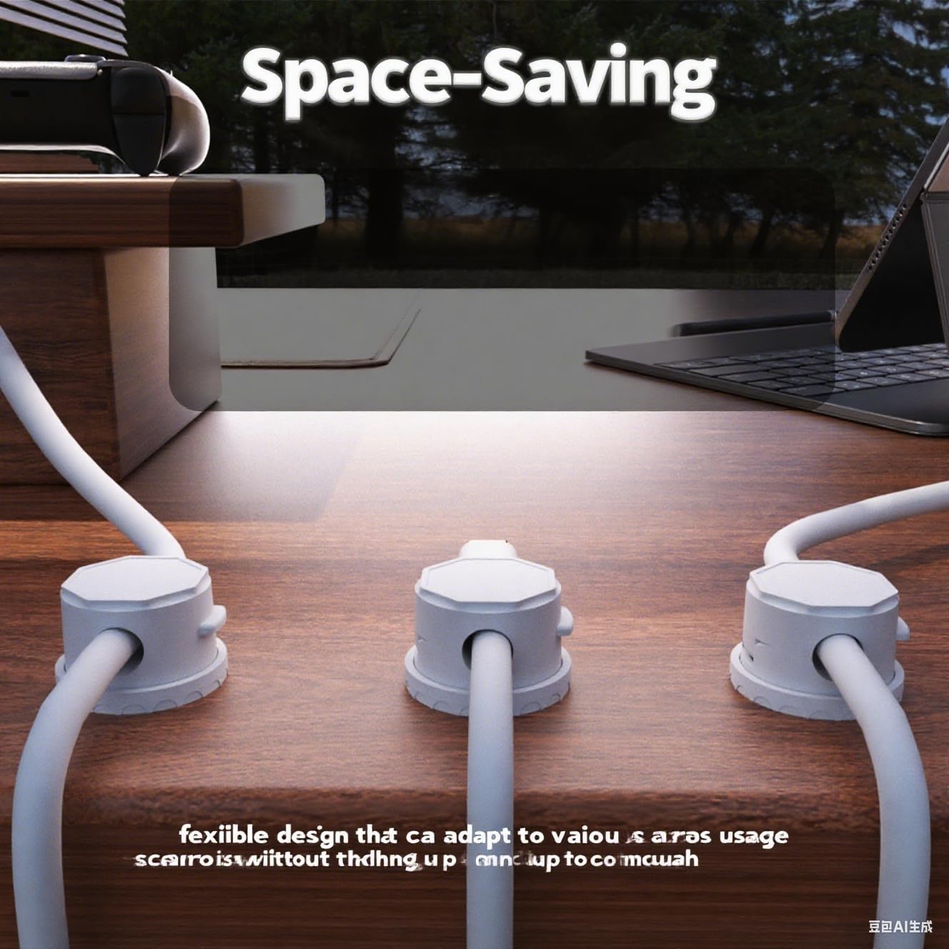 6 Pack Magnetic Cord Clips, 360° Rotatable Adjustable Cable Organizer, Strong Adhesive Wire Holders for Desk, Wall, Car, Nightstand, Home Office & Under Desk Cable Managemen