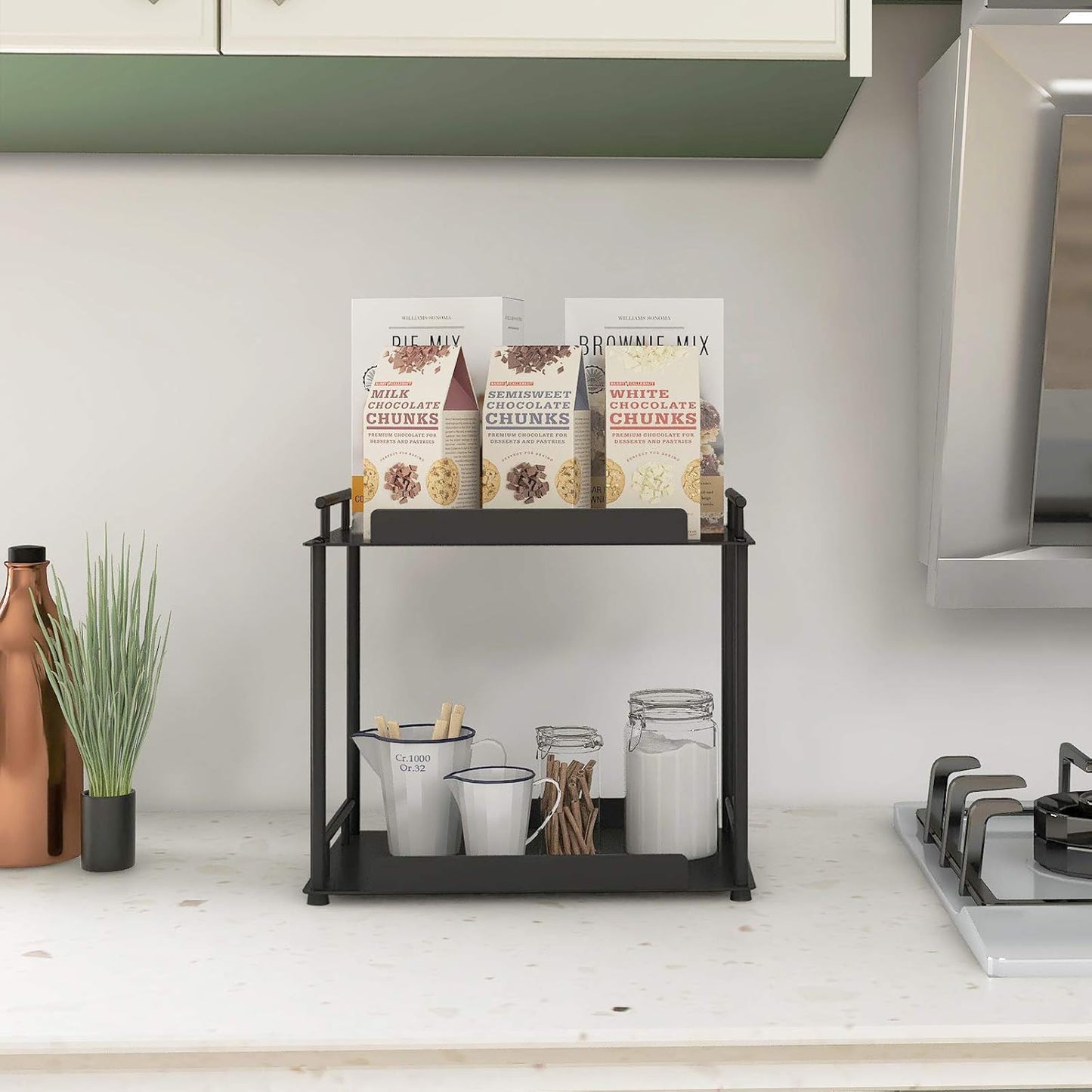 FLE Bathroom Organizer Countertop,Bathroom Counter Organizer Decorative Tray Cosmetic Organizer,Countertop Storage Shelf for Bathroom, Kitchen, Living Room, Bedroom, Dressing Table (2-Tier)