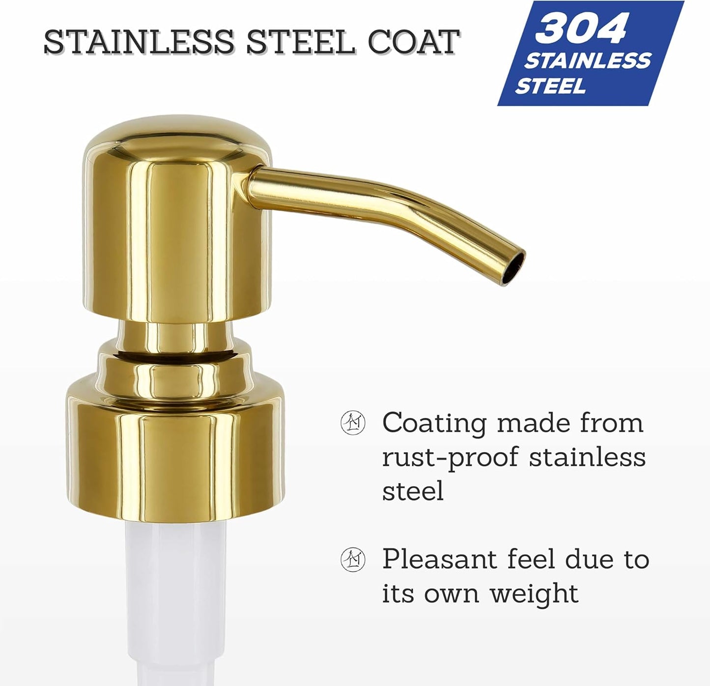 ALTGLAS Stainless Steel Soap Pump 'Zagreb' as Replacement for Liquid Hand Soap Dispensers (Shiny Gold) - Fits e.g. Jack Bottle