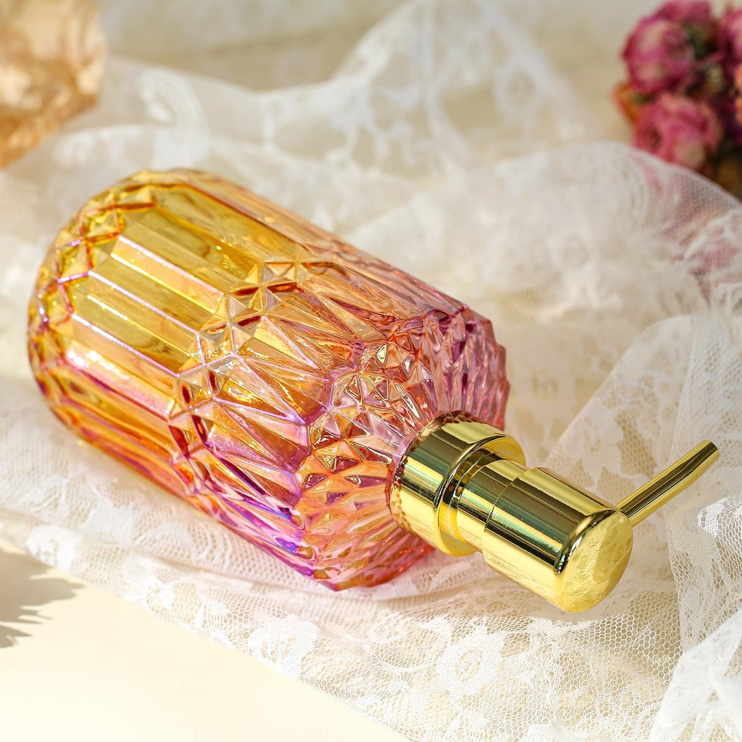 Soap Dispenser with Pump, Refillable Liquid Hand Soap Dish Soap Dispensers for Bathroom Counter, Kitchen Sink (PurpleOrange)