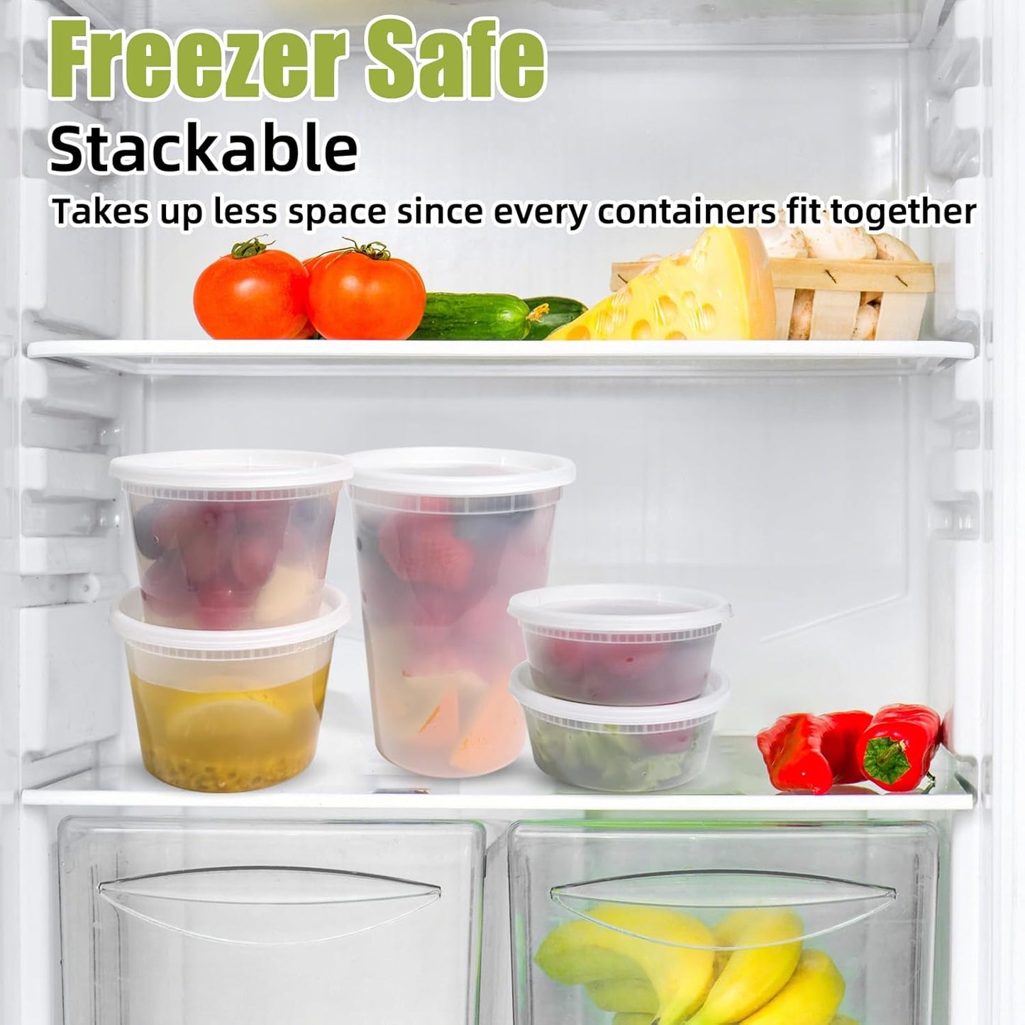 [60 sets] 16oz Plastic Soup Containers with Lids，Deli Containers with Lids，Food Storage Containers with airtight lid，Meal Prep Containers/BPA Free/Freezer Safe/Dishwasher Safe/Microwave Safe/Stackable