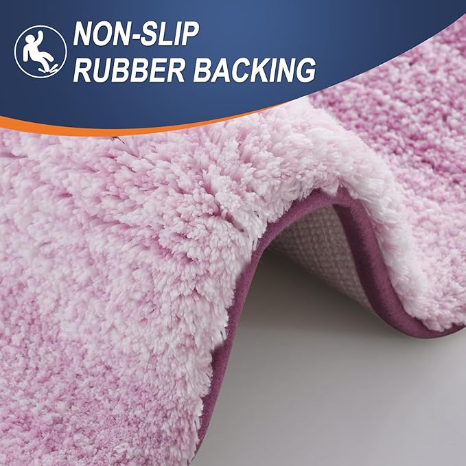 OLANLY Bathroom Runner Rugs 54x24, Extra Soft Absorbent Microfiber Bath Rugs, Rubber Backing, Quick Dry, Washable Bath Mats for Bathroom Floor, Tub and Shower, Home Decor Accessories, Pinkish-Purple