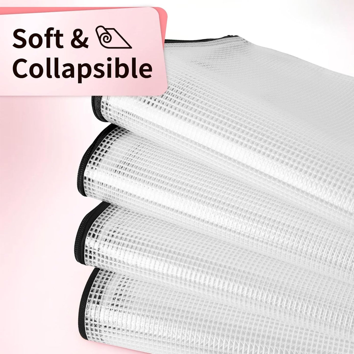 Umriox Small Zipper Pouch, 9.5x7.1 in (Black, 12 Packs), Mesh Bags with Zipper for Office Supplies Travel Accessories