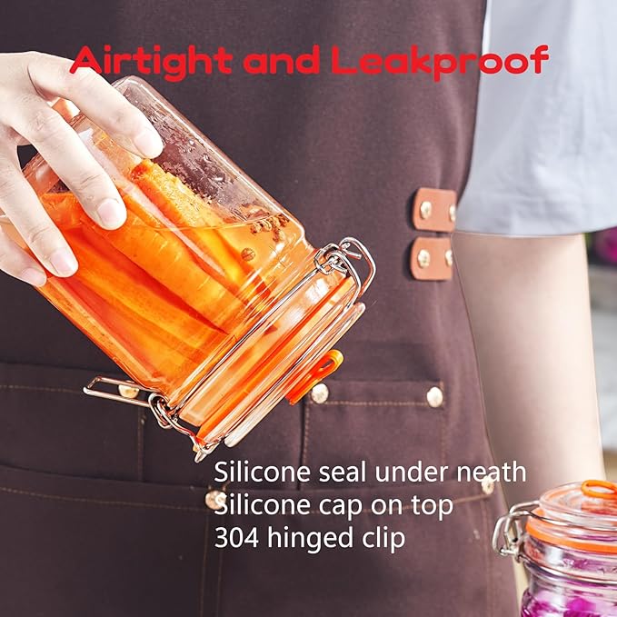 Jillmo Glass Fermentation Jar, 700ml Fermenting Kit for Making Sauerkraut, Hot Sauce, Mead, Cider and More, Pack of 2