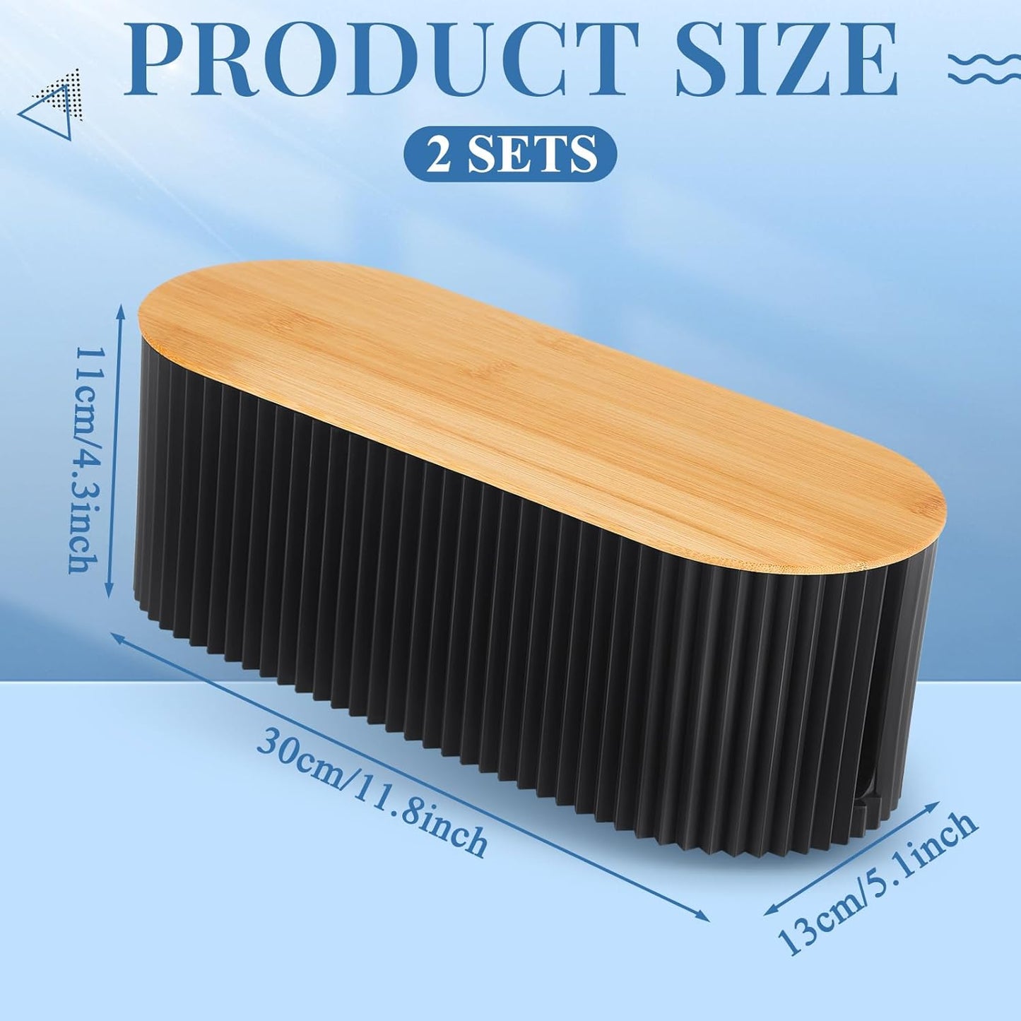 Marsui 2 Pcs Cable Management Box Cord Hider Box Cord Organizer with 46 Pcs Cable Management Kit Wire Box for Power Strips Surge Protectors Desk TV Computer Wires Home Office（Black）