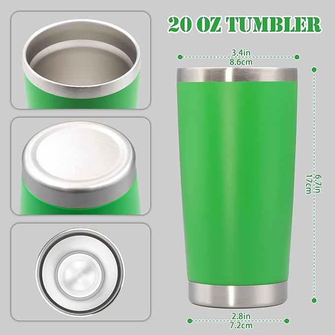 20 oz Tumbler with lid Double Wall Vacuum Insulated Tumblers Stainless Steel Coffee Mug Travel Coffee Tumbler Powder Coated Tumbler Cup Keep Hot&Cold - (Green 1 Pack)