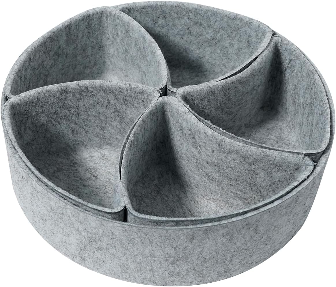 Felt Desk Drawer Organizer Tray,8 Pack Office Desk Drawer Dividers,Felt Drawer Round Storage Box For Saving Space,Makeup Drawer Organizer Bins.(Light Gray)