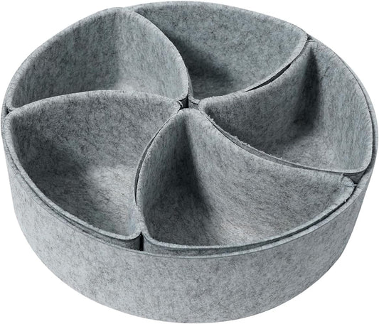 Felt Desk Drawer Organizer Tray,8 Pack Office Desk Drawer Dividers,Felt Drawer Round Storage Box For Saving Space,Makeup Drawer Organizer Bins.(Light Gray)