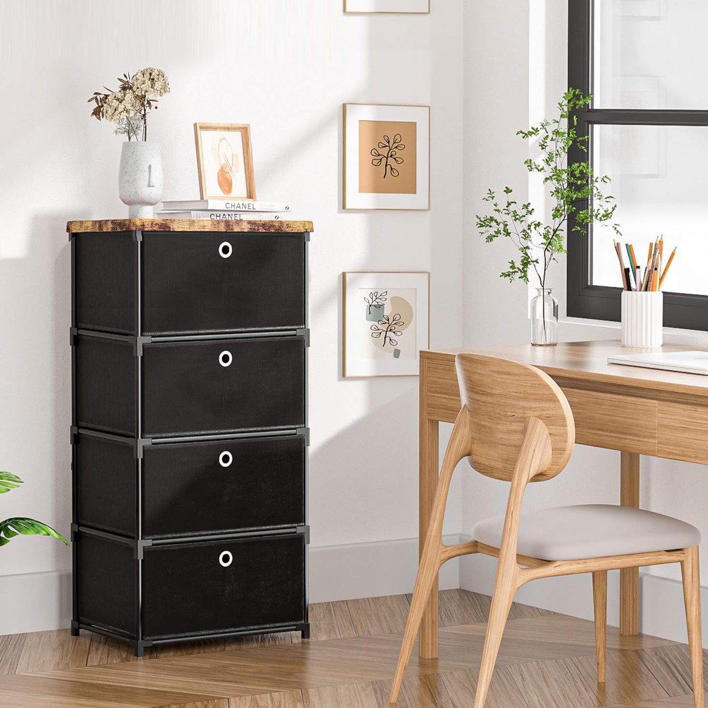 Fabric Storage Drawers Dresser and Chest of Drawers, Small Dresser with Drawers Unit, Sturdy 4 Drawers Dressers for Closet, Fabric Storage Bin Organizer, Closet Organizers and Storage