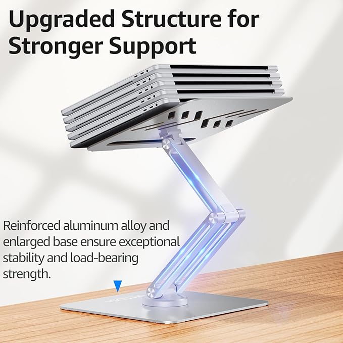 Urmust 360° Rotating Laptop Stand for Desk Adjustable Height, Ergonomic Laptop Riser Standing Desk Converter, MacBook Stand, Computer Lap top Riser Holder, Fits All Laptops 10-17"