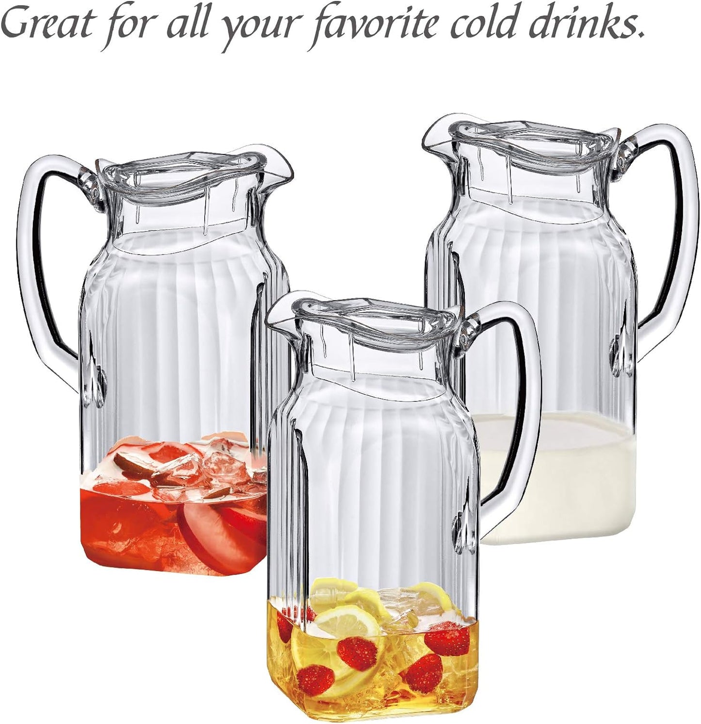 Amazing Abby - Quadly Bandly - Plastic Pitcher (64 oz, 2 Quart), Clear Water Pitcher with Lid, Fridge Jug, BPA-Free, Shatter-Proof, Great for Iced Tea, Sangria, Lemonade, Juice, Milk, and More