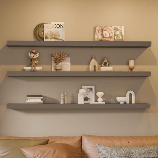 Floating Shelves for Wall, 72 Inch Extra Long Gray Wall Shelves, Set of 3, Hanging Invisible Brackets Floating Shelves for Living Room,Bedroom,and Kitchen