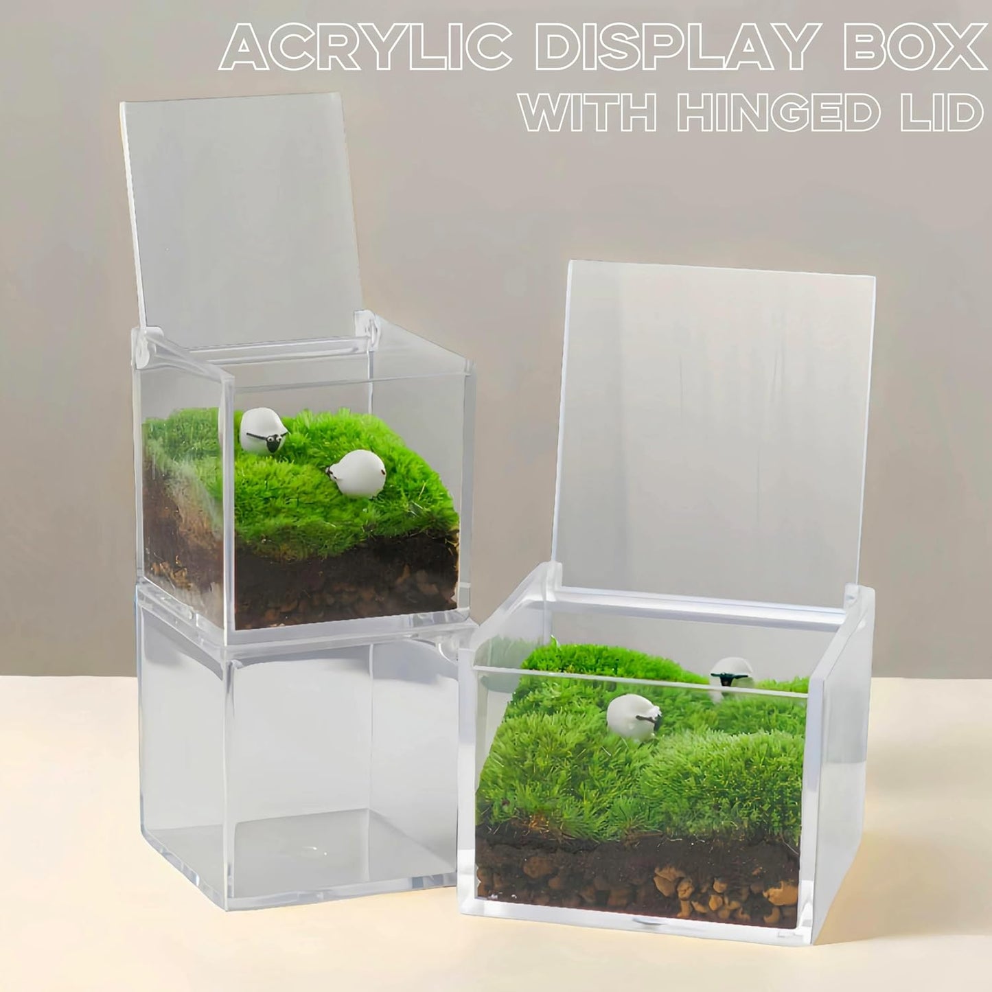 KissYou Acrylic Boxes with Hinged Lid Small Lucite Boxes Clear Display Box for Gifts Treats Candies & Accessories, Plastic Storage Boxes