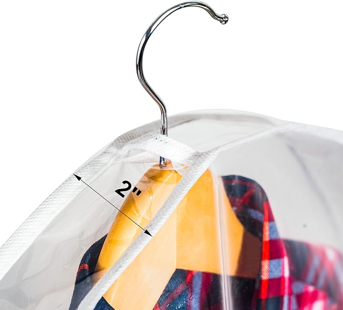 Clear Shoulder Covers Vinyl Plastic Hanger Covers for Clothes (Set of 12), Closet Clothes Protectors Breathable Garment Cover with 2" Gusset, Suit Shoulder Covers for Closets - 24'' X12" X2''/12 Pack
