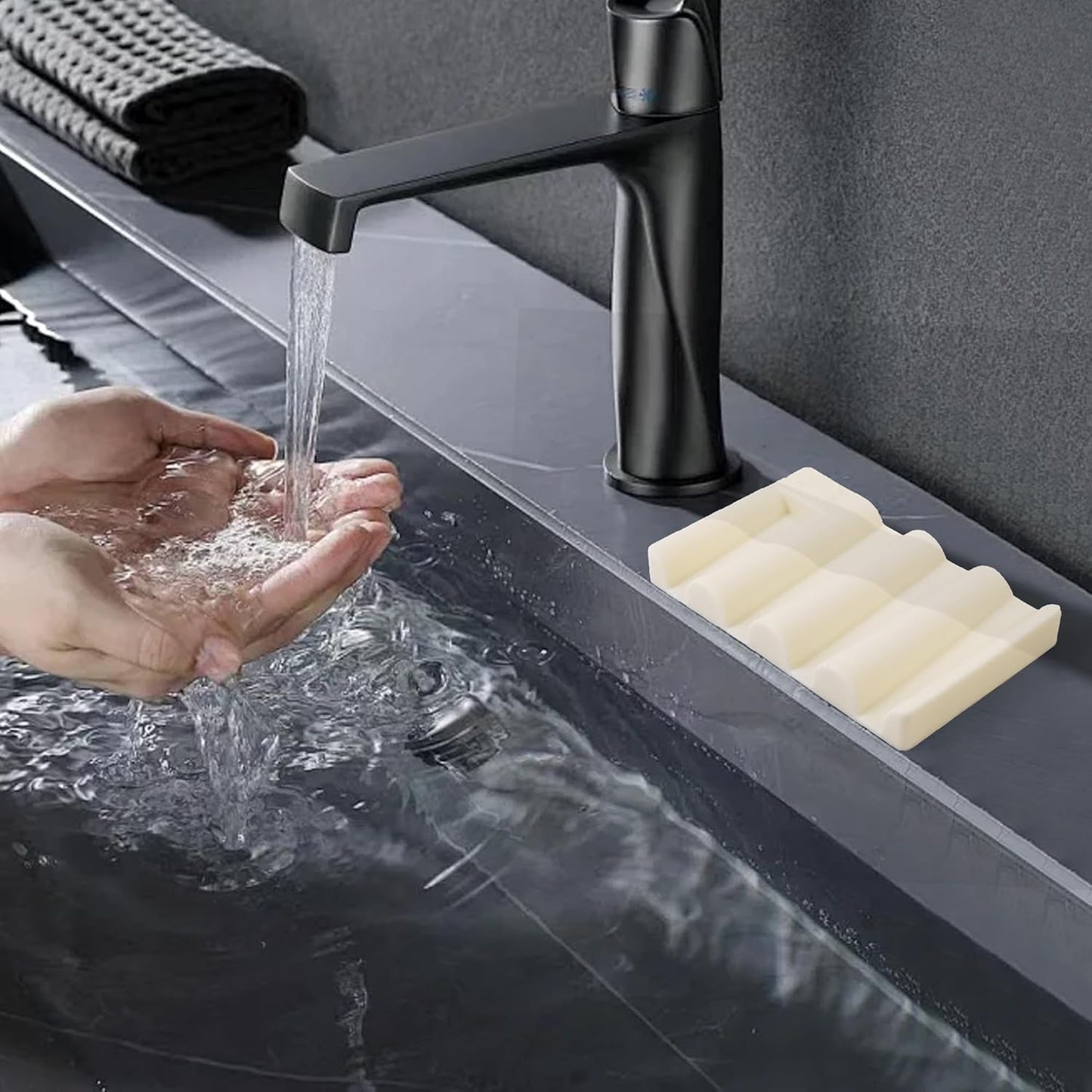 Soap Dish for Shower, Bathroom & Kitchen – Non-Slip, Self-Draining Design to Keep Soap Dry, Extend Soap Life – Easy to Clean, Compact & Durable (Beige, 1 pcs)