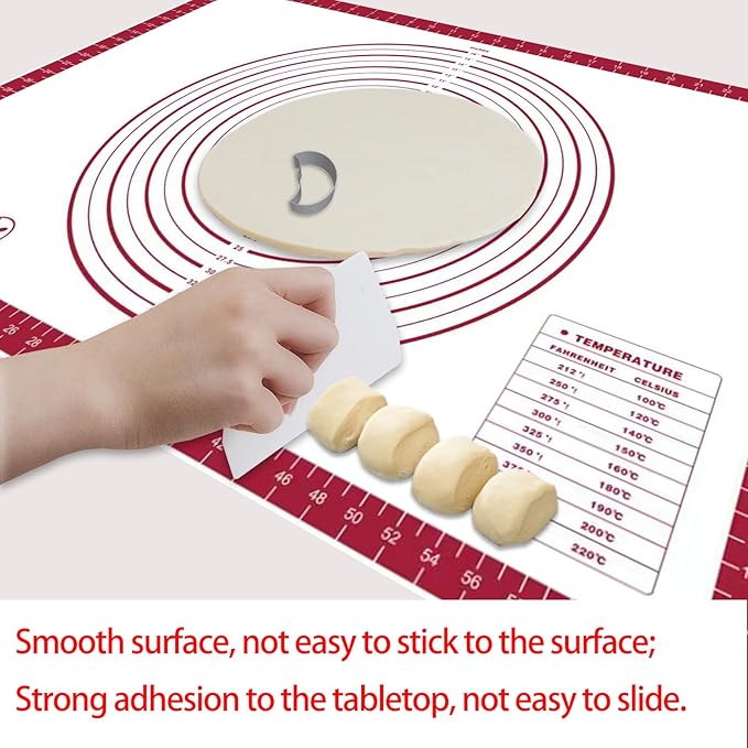 Dough Mat Silicone Baking Mats for Rolling Pastry Kneading Sheet Sourdough Bread Baking Supplies Red