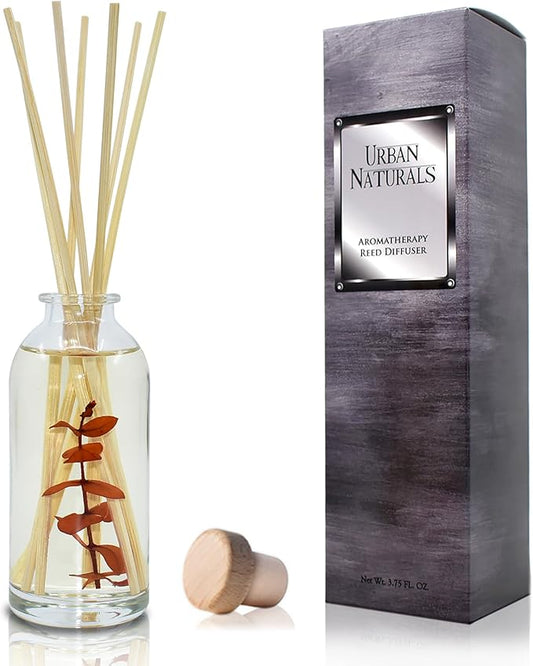 Urban Naturals Bay Rum & Sandalwood Reed Diffuser Scent Sticks Gift Set | Powdery Bay Rum, Sandalwood, Earthy Patchouli & Musk | A Bold, Spicy, Masculine Scent | Smells Like an Old Time Barber Shop