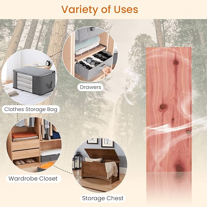 Homode Cedar Closet Liner Planks, Set of 8 Drawer Liners, Tongue and Groove, Aromatic Cedar Wood Panels for Clothes Storage, 11.5 x 4 x 0.4 Inches