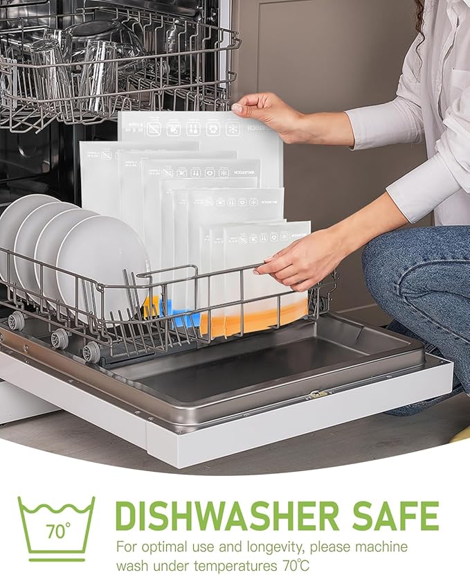 24Pack Reusable Food Freezer Bags Dishwasher Safe, Leakproof Storage Contaizers, Reusable Bags Various Size for Food Storage, BPA Free Resealable Baggies(8Gallon 8Quart 8Snack,Colored)