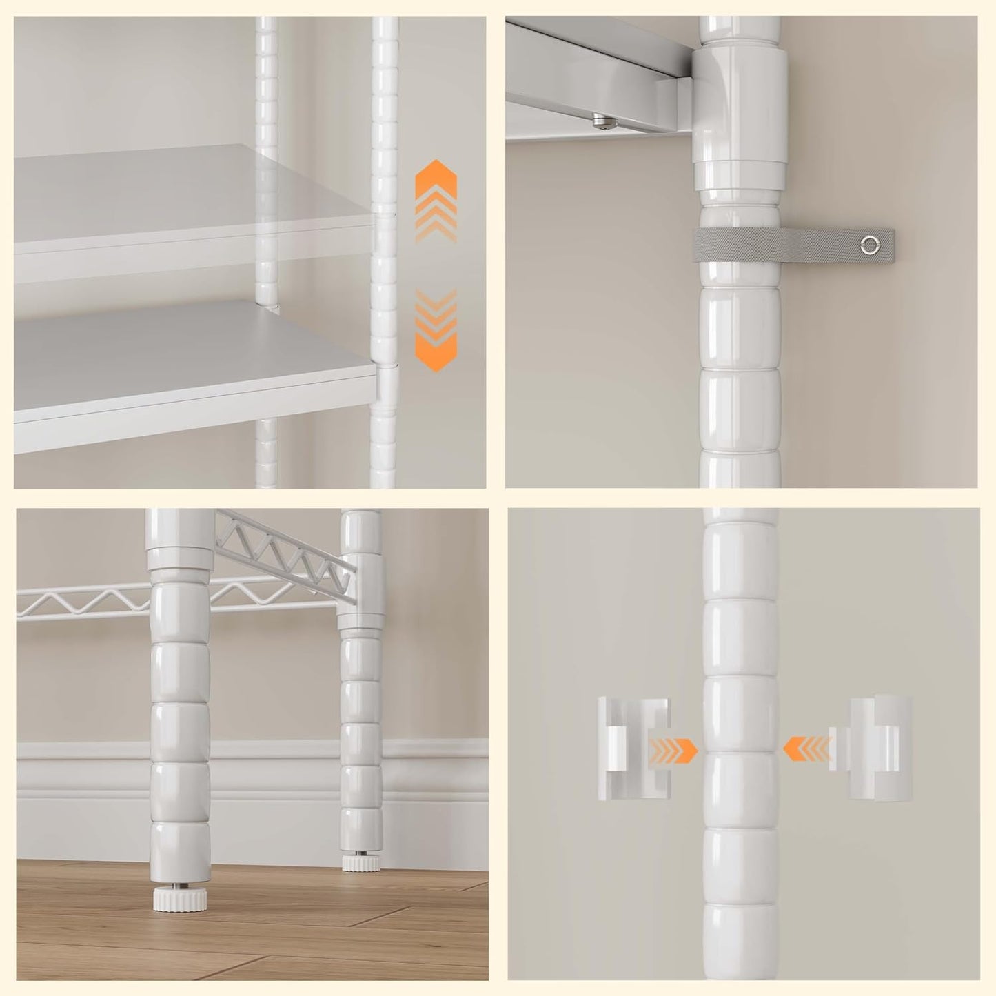 Garvee 28 in Over-The-Toilet/Washer Shelf – 5-Tier Laundry Organizer with Double-Layer Wood Shelves (100 LB Capacity), Adjustable Height Storage for Small Spaces (White)